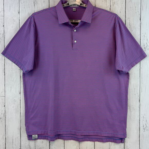 Peter Millar Purple/Blue Cotton Stripe Pilot Mill Halifax Polo Men’s Size XL - Picture 2 of 12